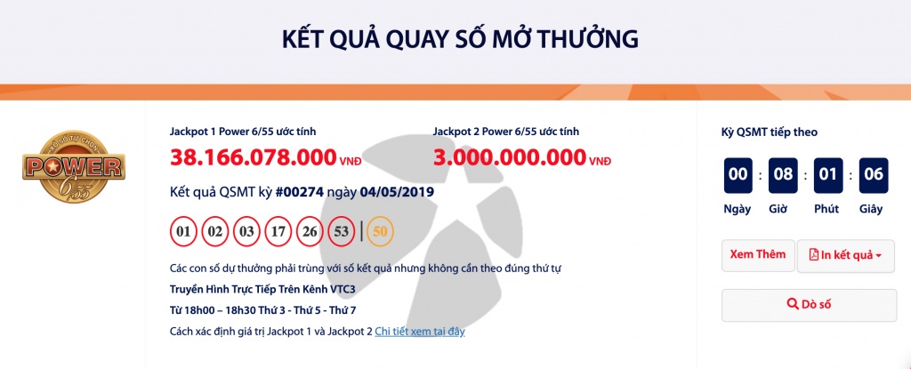 ket qua power 655 vietlott hom nay 752019 ai se trung hon 38 ti dong