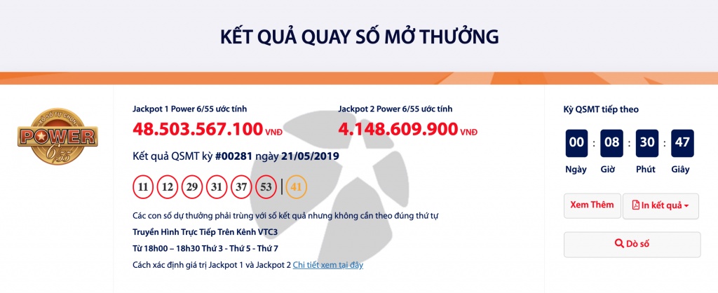 Kết quả Power 6/55 Vietlott hôm nay (23/5/2019): Giải "khủng" đã lên tới gần 50 tỉ đồng ket qua power 655 vietlott hom nay 2352019 giai khung da len toi gan 50 ti dong
