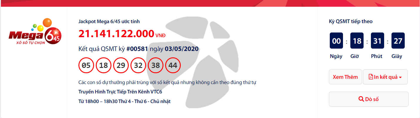 ket qua xo so vietlott power 655 toi ngay 1452020 quay ve moc 30 ti dong