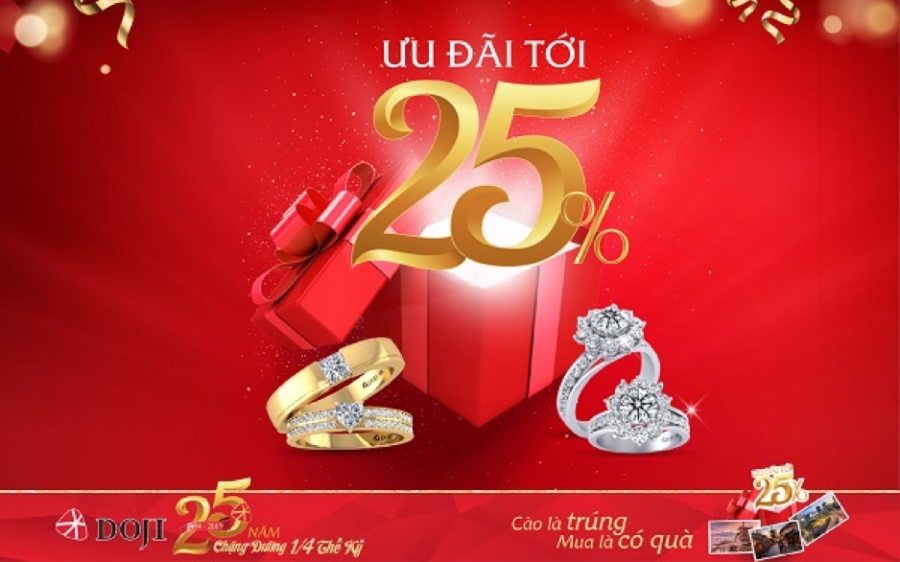Sinh nhật DOJI 25 năm, khách hàng được hưởng những ưu đãi hấp dẫn nào? sinh nhat doji 25 nam khach hang duoc huong nhung uu dai hap dan nao