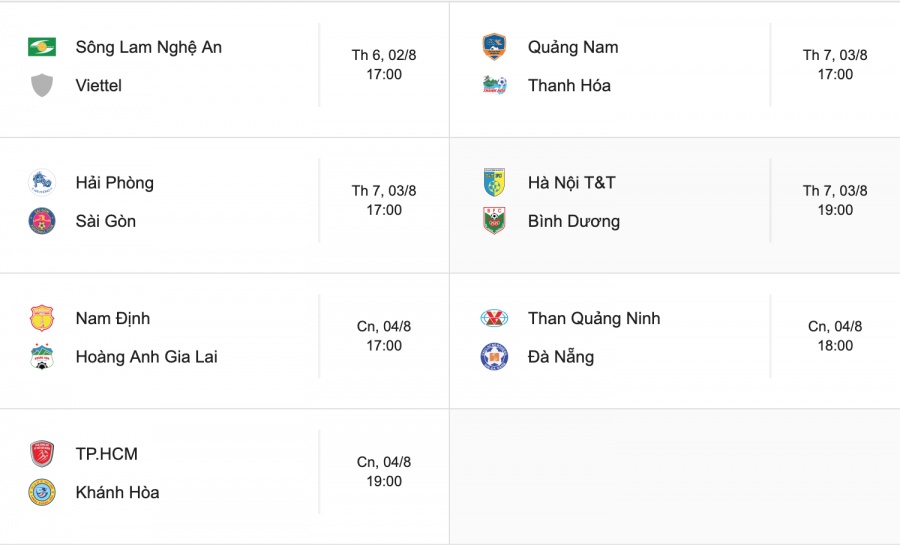 lich thi dau vong 19 v league 2019 moi nhat