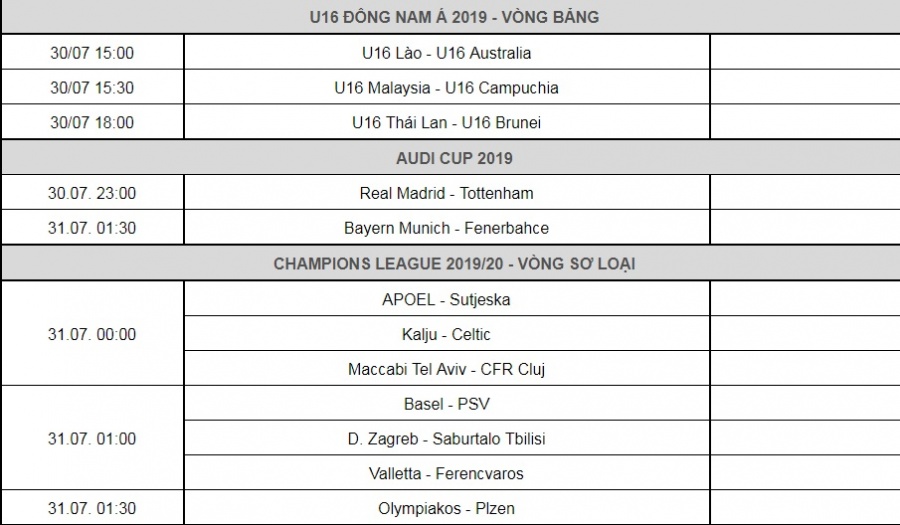 lich thi dau bong da ngay 307 moi nhat real madrid muon lam goi tottenham