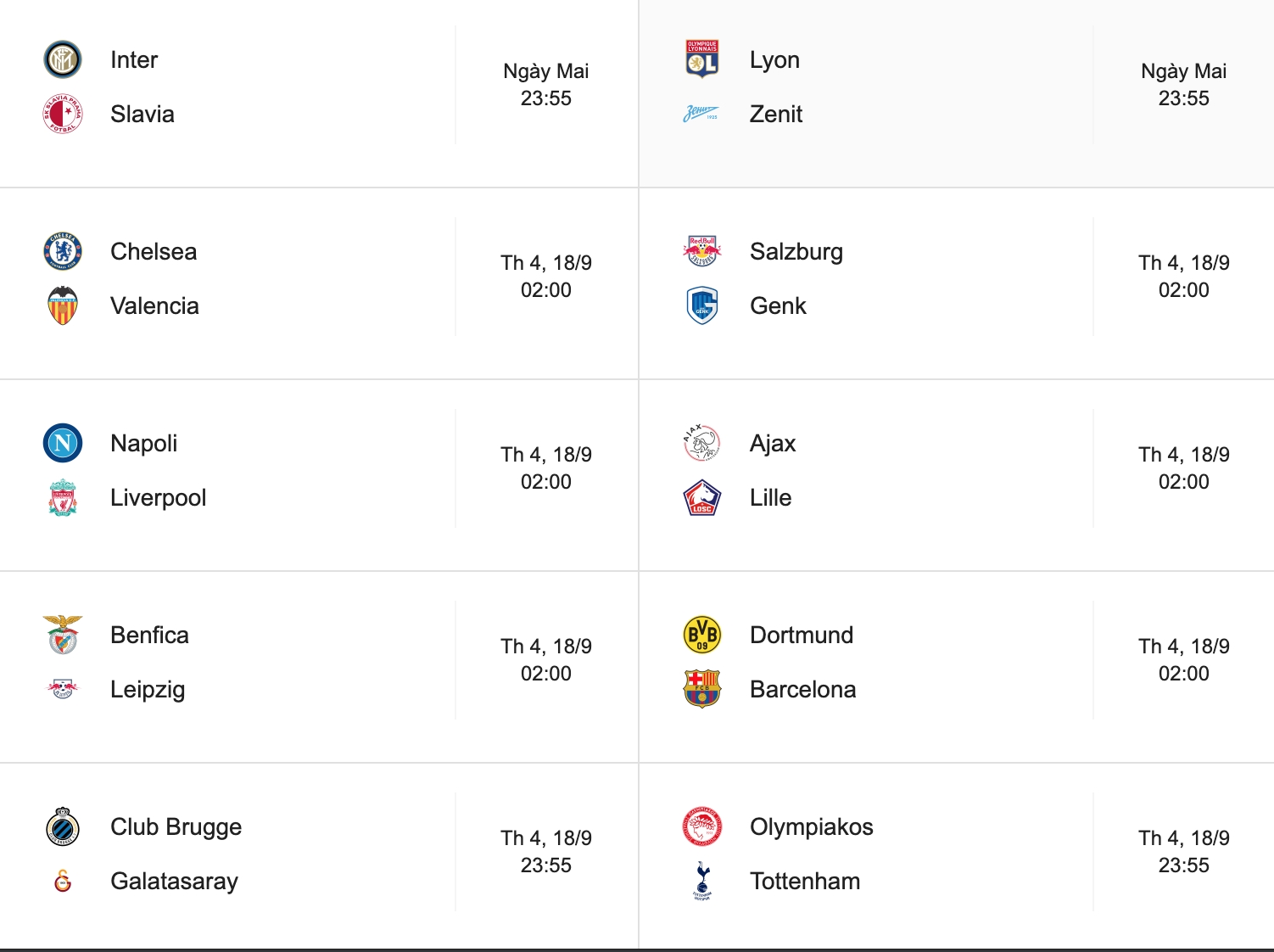 lich thi dau cup c1 chau au champions league 2019 moi nhat