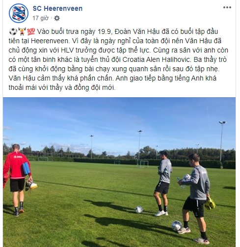 sc heerenveen khoe va khen van hau bang tieng viet tren facebook