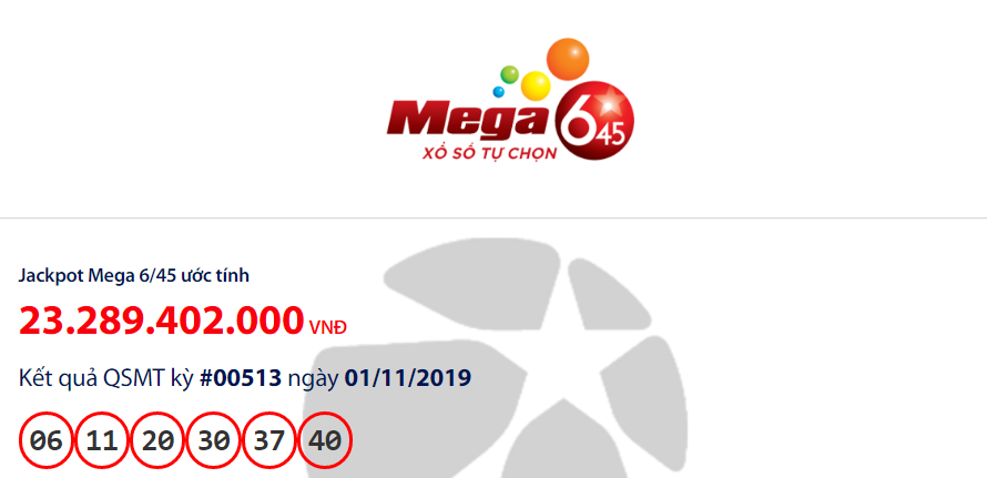 Cập nhật kết quả xổ số Vietlott Mega 6/45 ngày 3/11 ket qua xo so vietlott mega 645 ngay 311 moi nhat