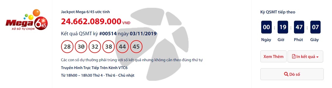 Kết quả xổ số Vietlott ngày 6/11/2019: Ai vừa trúng hơn 24 tỉ đồng? ket qua xo so vietlott ngay 6112019 ai vua trung hon 24 ti dong