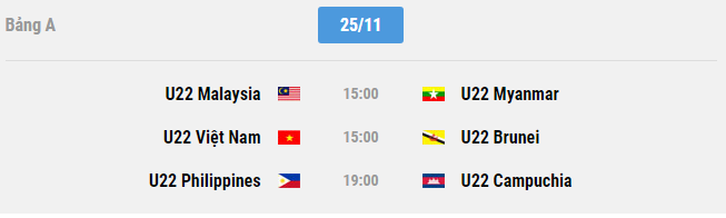 lich thi dau bong da moi nhat cua dt u22 viet nam tai sea games 30