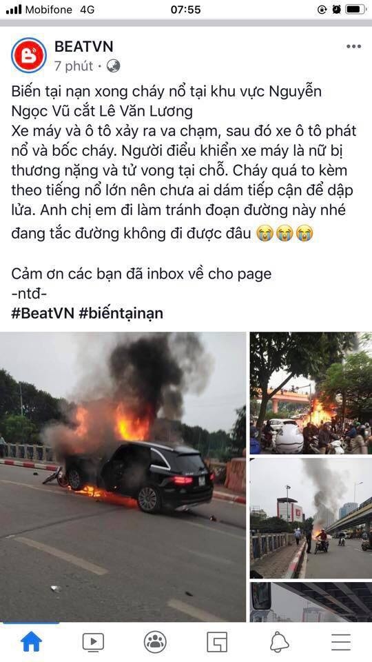 Xe Mercedes GLC bốc cháy dữ dội sau khi đâm xe máy giữa phố Hà Nội xe mercedes glc boc chay du doi sau khi dam xe may giua pho ha noi