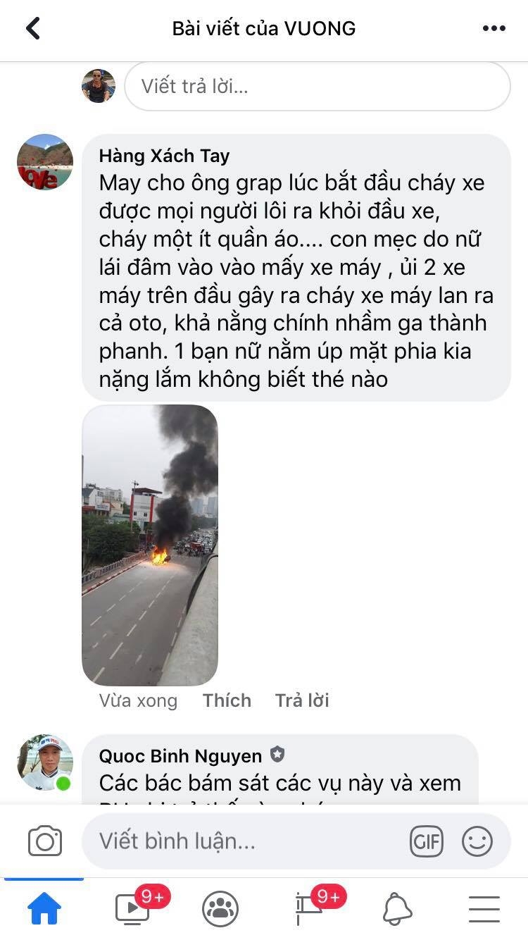 Xe Mercedes GLC bốc cháy dữ dội sau khi đâm xe máy giữa phố Hà Nội xe mercedes glc boc chay du doi sau khi dam xe may giua pho ha noi