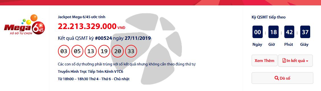 ket qua xo so vietlott mega 645 ngay 1122019 xuat hien ti phu vietlott dau tien cua thang 12