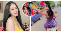 video nu nhan vien gap tai nan ron nguoi sau khi quen rut voi xang ra khoi binh o to