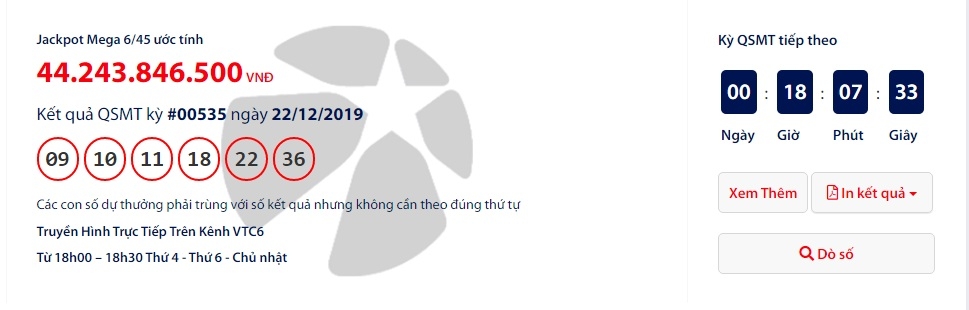 ket qua xo so vietlott mega 645 ngay 25122019 nguoi vua trung hon 44 ti dong la ai