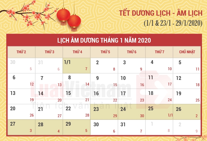 Các ngày nghỉ lễ, Tết năm 2020 chi tiết và đầy đủ nhất cac ngay nghi le tet nam 2020 chi tiet va day du nhat