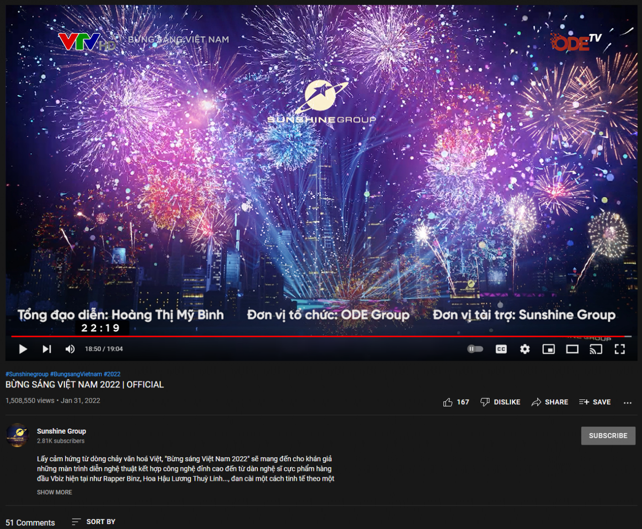 Bừng sáng Việt Nam đạt hơn 1,5 triệu view trên Youtube Bừng sáng Việt Nam đạt hơn 1,5 triệu view trên Youtube