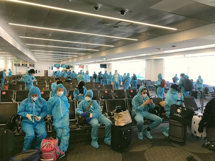 Công dân Việt Nam làm thủ tục lên máy bay tại Australia. 2914 dich covid 19 hon 340 cong dan viet nam tu australia ve nuoc an toan