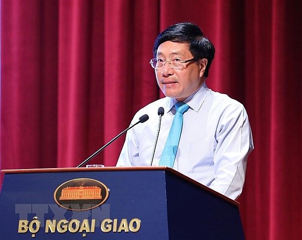 Phó Thủ tướng, Bộ trưởng Bộ Ngoại giao Phạm Bình Minh phát biểu chỉ đạo (Ảnh: TTXVN) 1410 ttxvn 20200824 pham binh minh
