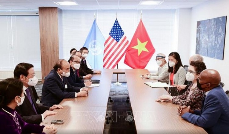 Chủ tịch nước Nguyễn Xuân Phúc tiếp bạn bè cánh tả Hoa Kỳ (Ảnh: TTXVN) Chủ tịch nước Nguyễn Xuân Phúc tiếp bạn bè cánh tả Hoa Kỳ (Ảnh: TTXVN)