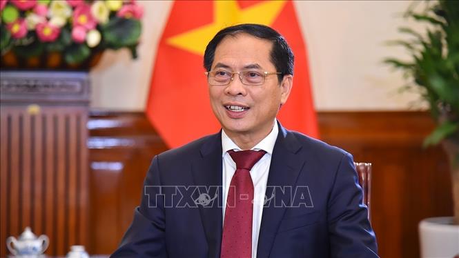 Bộ trưởng Ngoại giao Bùi Thanh Sơn trả lời phỏng vấn về kết quả chuyến công tác Campuchia của Thủ tướng Phạm Minh Chính Chú thích ảnh