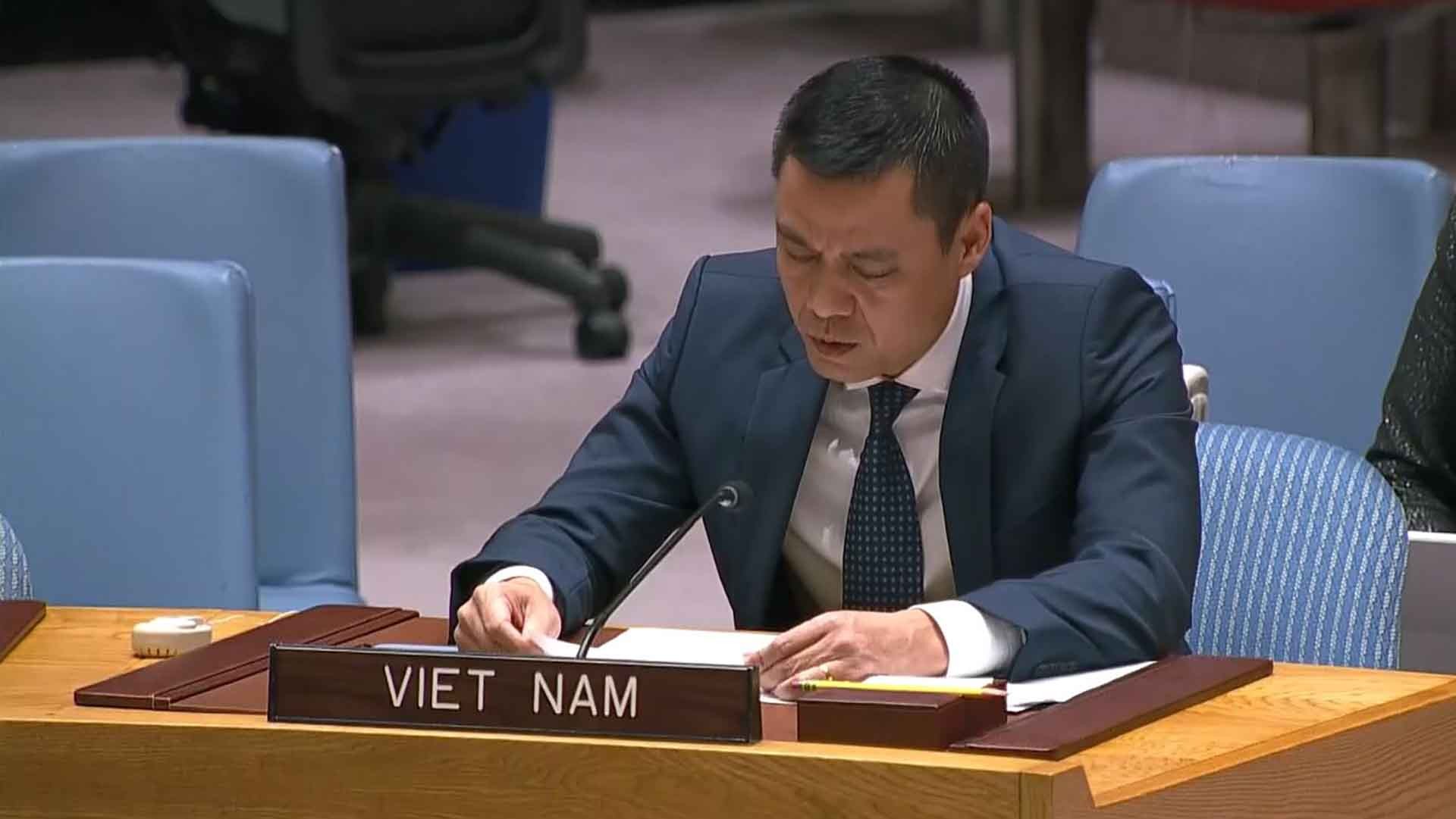 Đại sứ Đặng Hoàng Giang phát biểu tại phiên thảo luận. Đại sứ Đặng Hoàng Giang phát biểu tại phiên thảo luận.