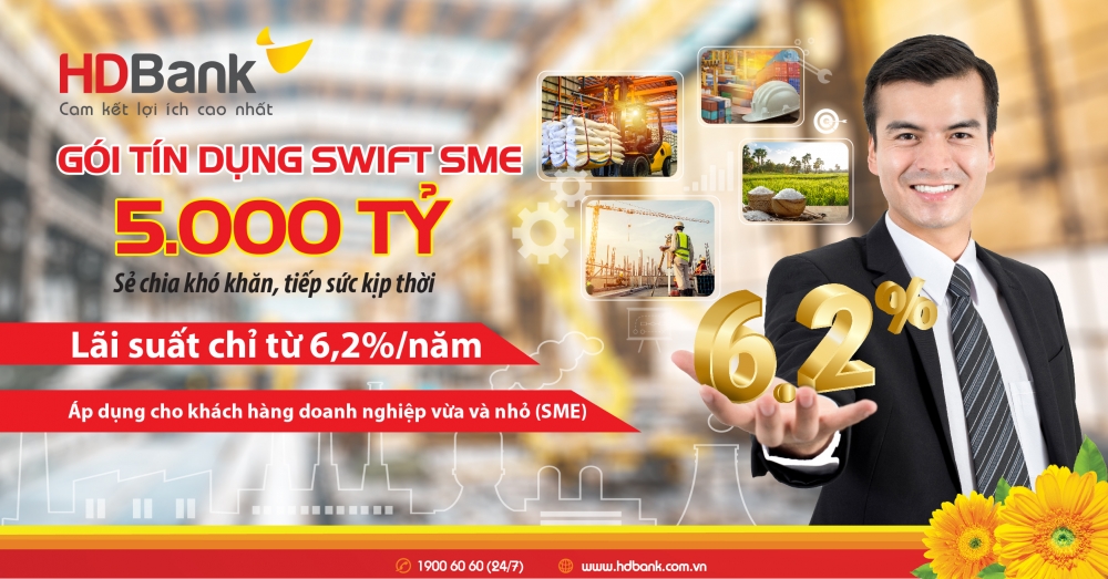 Hỗ trợ doanh nghiệp vừa và nhỏ, HDBank giảm lãi suất cho vay còn từ 6,2%/năm Hỗ trợ doanh nghiệp vừa và nhỏ, HDBank giảm lãi suất cho vay còn từ 6,2%/năm