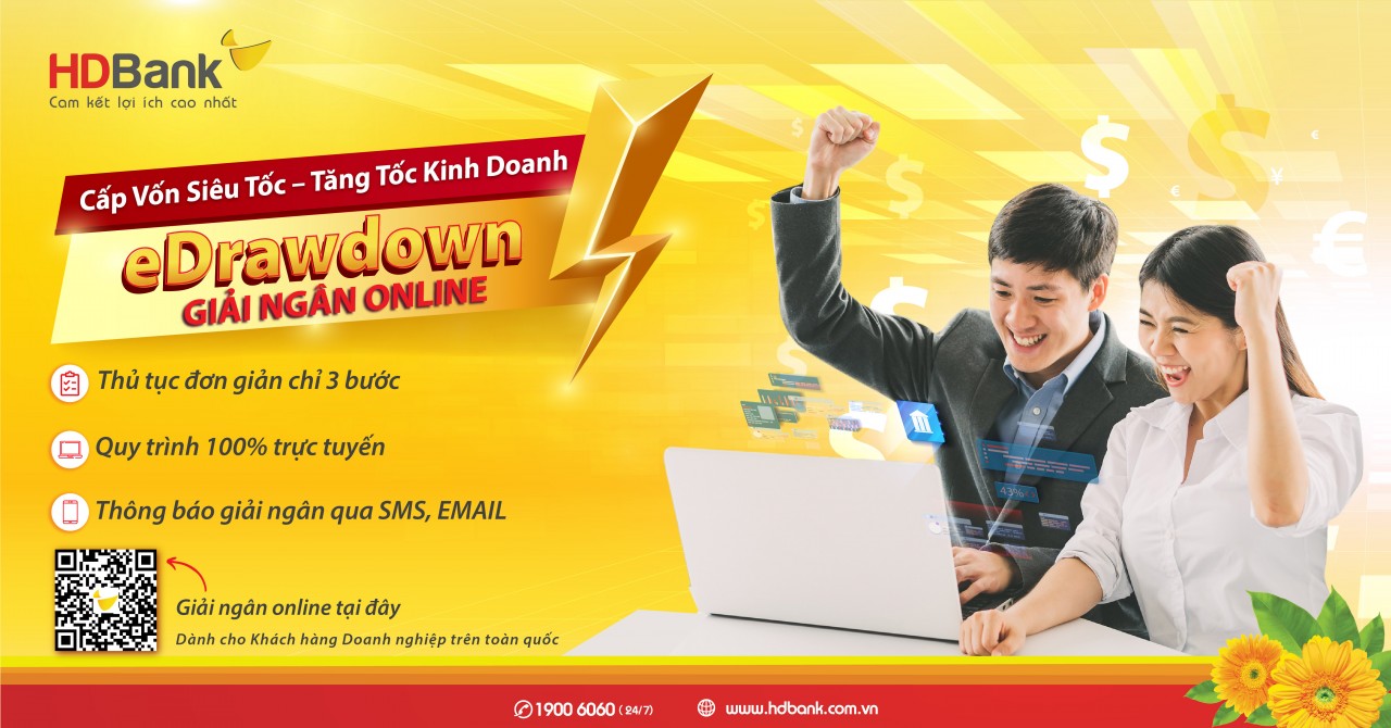 HDBank triển khai ứng dụng “eDrawdown giải ngân online, tiền về ngay tài khoản” HDBank triển khai ứng dụng “eDrawdown giải ngân online, tiền về ngay tài khoản”