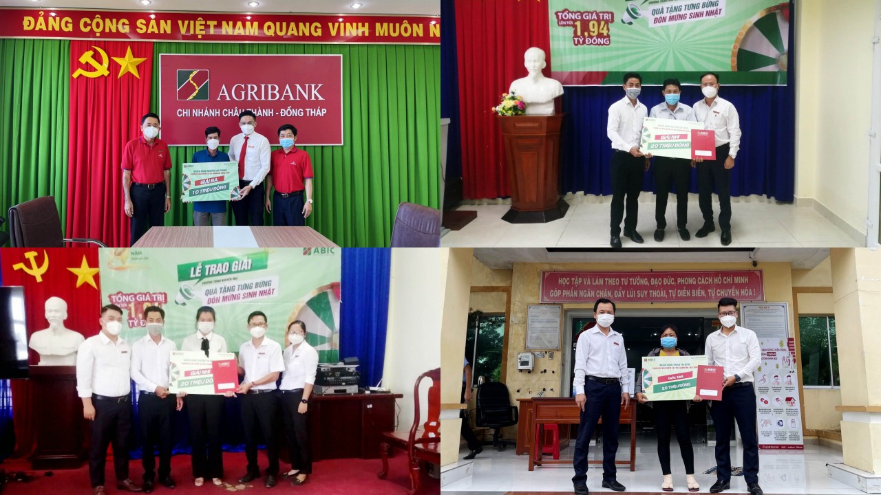 Bảo hiểm Agribank Cần Thơ trao thưởng cho các khách hàng trúng thưởng Chương trình tri ân khách hàng
