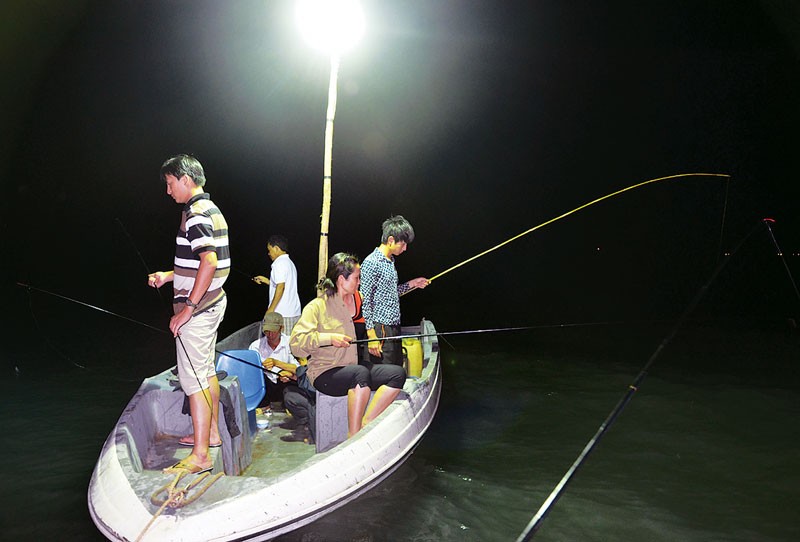 Catching Night Squid off the Coast of Minh Chau Island Catching Night Squid off the Coast of Minh Chau Island