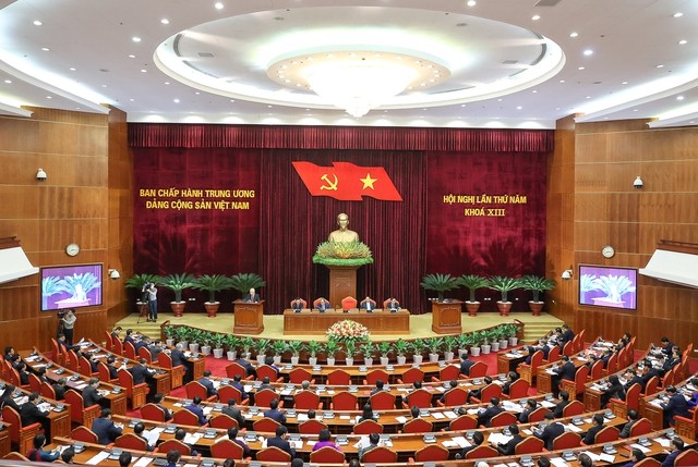 Hội nghị Trung ương 5 khóa XIII khai mạc sáng 4/5 tại Hà Nội sẽ xem xét, thảo luận nhiều vấn đề quan trọng, trong đó có đất đai. Ảnh: VGP/Nhật Bắc