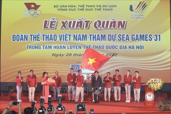 Lễ xuất quân Đoàn thể thao Việt Nam tham dự SEA Games 31. Ảnh: TTXVN Lễ xuất quân Đoàn thể thao Việt Nam tham dự SEA Games 31. Ảnh: TTXVN