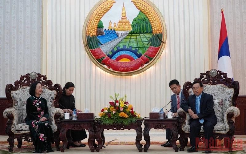 Thủ tướng Lào Phankham Viphavanh (phải) tiếp đồng chí Trương Thị Mai tại Phủ Thủ tướng Lào, chiều 31/5. Ảnh: Xuân Sơn. Thủ tướng Lào Phankham Viphavanh (phải) tiếp đồng chí Trương Thị Mai tại Phủ Thủ tướng Lào, chiều 31/5. Ảnh: Xuân Sơn.