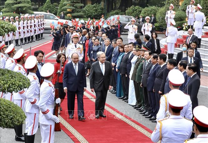 Lễ đón chính thức Tổng Thư ký Liên hợp quốc António Guterres Chú thích ảnh