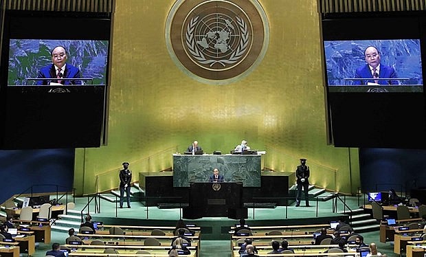 President Nguyen Xuan Phuc delivers a speech at a high-level debate in the 76th session of the UN General Assembly in New York on September 22, 2021 (Photo: VNA) President Nguyen Xuan Phuc delivers a speech at a high-level debate in the 76th session of the UN General Assembly in New York on September 22, 2021 (Photo: VNA)