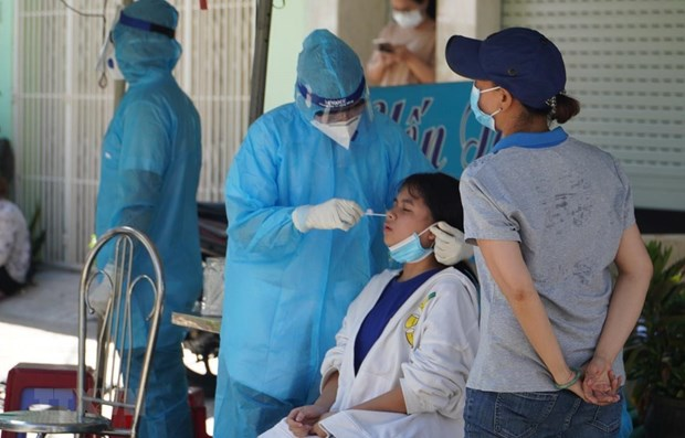 A medic is collecting samples for COVID-19 testing. (Photo: VNA) A medic is collecting samples for COVID-19 testing. (Photo: VNA)