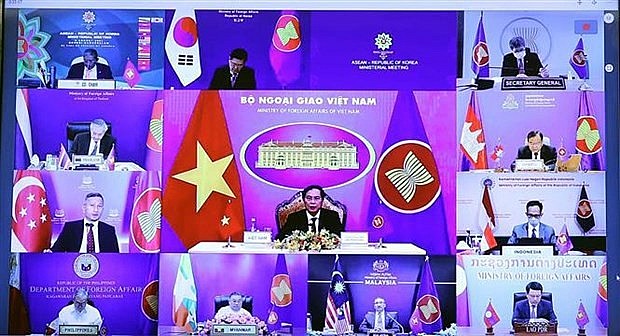 the ASEAN-RoK Foreign Ministers’ Meeting held via videoconference on August 3. the ASEAN-RoK Foreign Ministers’ Meeting held via videoconference on August 3.