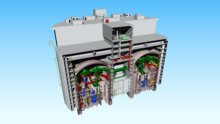 A cutaway of a plant based on two ACP100 reactors (Image: CNNC) A cutaway of a plant based on two ACP100 reactors (Image: CNNC)