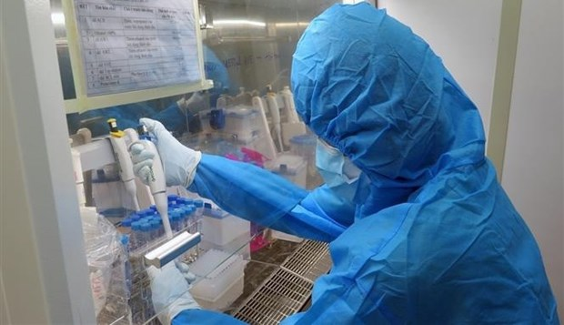 A medical worker performs COVID-19 testing inside a mobile container lab in Vietnam. (Photo: VNA) A medical worker performs COVID-19 testing inside a mobile container lab in Vietnam. (Photo: VNA)