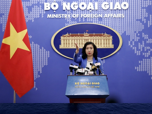 Spokesperson for the Việt Nam Ministry of Foreign Affairs Lê Thị Thu Hằng at Thursday's press briefing in Hà Nội. — VNA/VNS Photo Dương Giang Spokesperson for the Việt Nam Ministry of Foreign Affairs Lê Thị Thu Hằng at Thursday's press briefing in Hà Nội. — VNA/VNS Photo Dương Giang