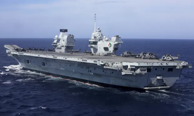 The strike group is led by HMS Queen Elizabeth. Photograph: Ana Brigida/AP The strike group is led by HMS Queen Elizabeth. Photograph: Ana Brigida/AP