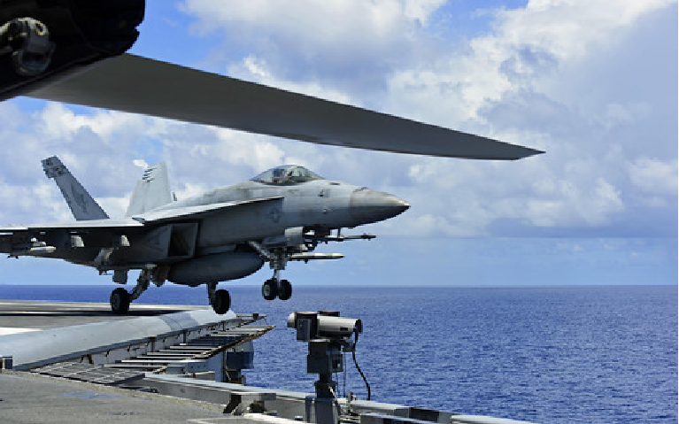 An F/A-18E Super Hornet attached to VFA 195 prepares launches from USS Ronald Reagan (CVN 76), Aug. 14. (U.S. Navy/MC3 Jason Tarleton) 0230 us carrier 2