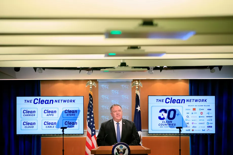 US Secretary of State Mike Pompeo announces the Clean Network program. Image: Pablo Martinez Monsivais / Getty Images 3905 pompeo