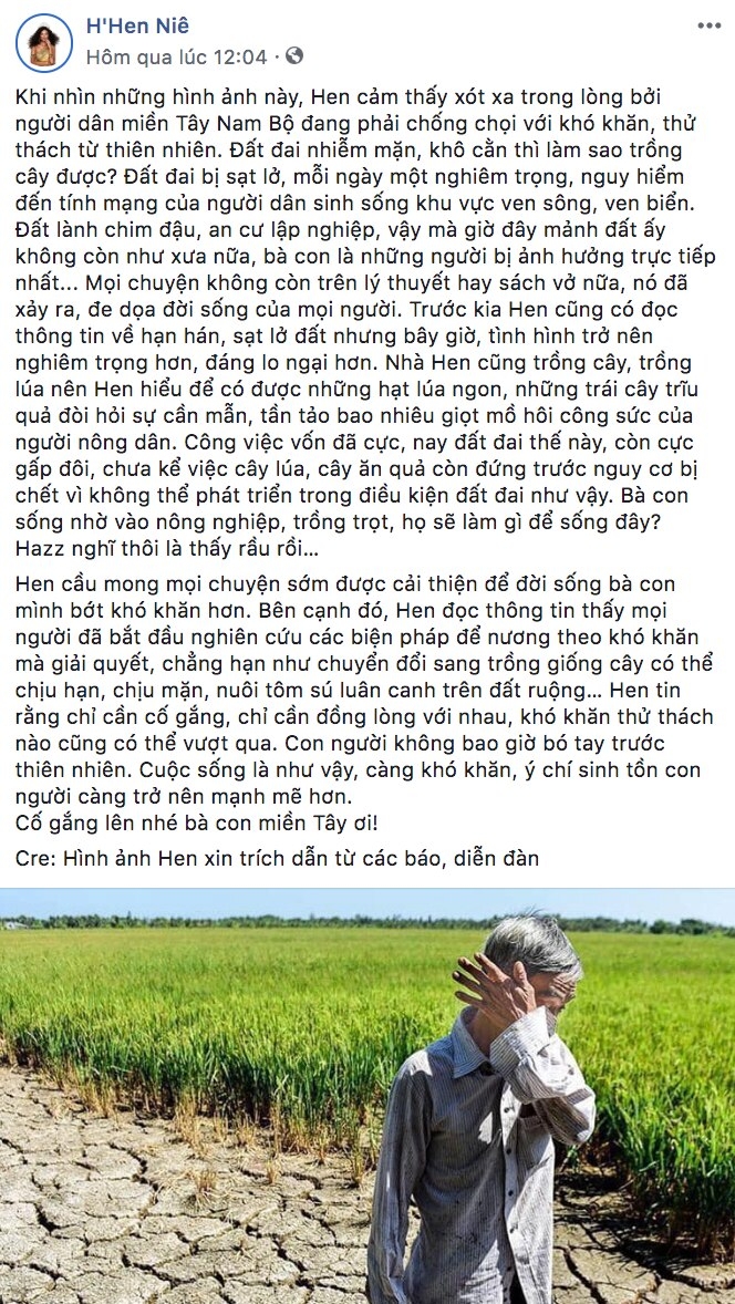 Tin tức giải trí sao Việt hôm nay (13/3): Loạt nghệ sĩ Việt kêu gọi ủng hộ bà con miền Tây vùng hạn mặn tin tuc giai tri sao viet hom nay 133 loat nghe si viet keu goi ung ho ba con mien tay vung han man