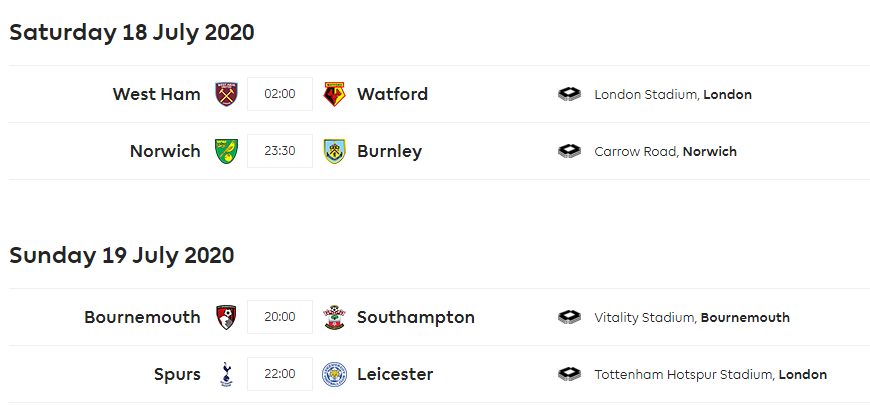 undefined 5815 premier league fixtures