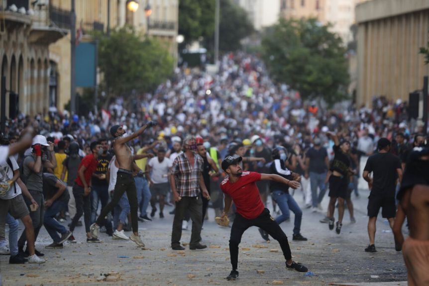 Lebanese protest government as anger over Beirut explosion grows explosion in beirut rocks the capital city of lebanon