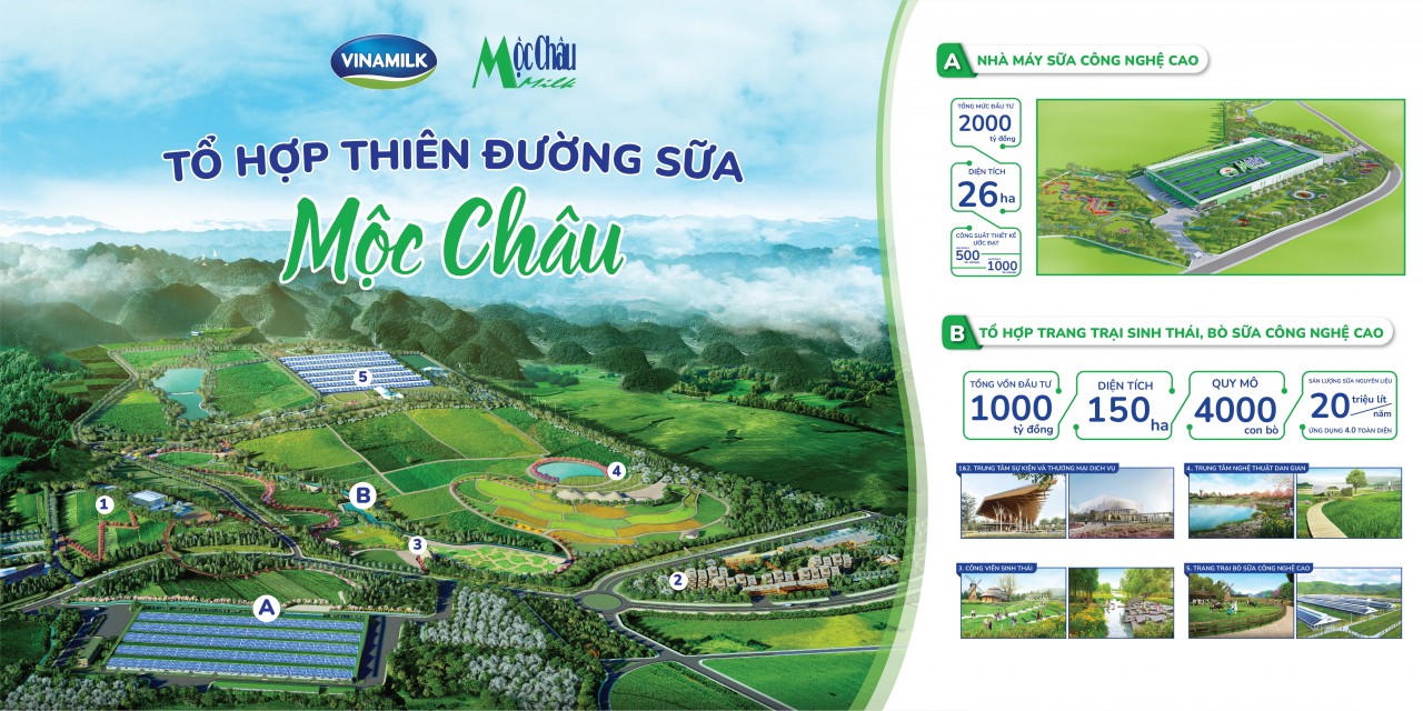 Mộc Châu Milk và Vinamilk chính thức ra mắt, khởi công dự án tổ hợp thiên đường sữa Mộc Châu