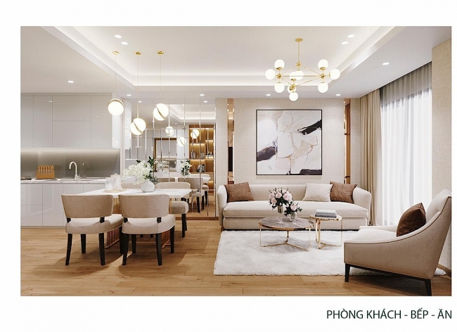 Nội thất bài trí tinh tế trong phòng khách căn 2PN 2128 brg1