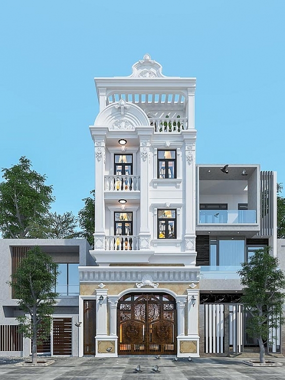 Nhà phố tân cổ điển 3 tầng 1 tum lộng lẫy 0817 nc1