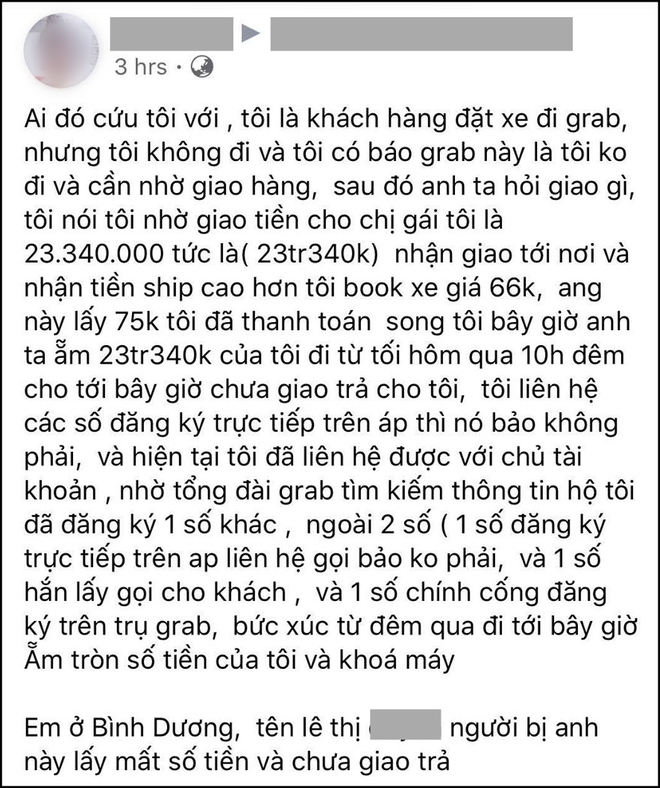 Nhận chuyển phát hơn 23 triệu đồng, tài xế GrabBike ôm tiền bỏ trốn nhan chuyen phat hon 23 trieu dong tai xe grabbike om tien bo tron