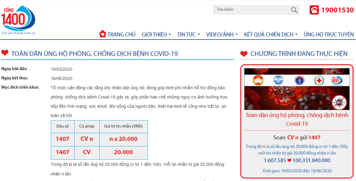 thu hon 100 ty dong ung ho phong chong covid 19 qua tin nhan