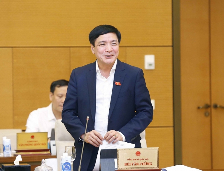 Tổng Thư ký, Chủ nhiệm Văn phòng Quốc hội Bùi Văn Cường phát biểu ý kiến (Ảnh: Doãn Tấn/TTXVN)