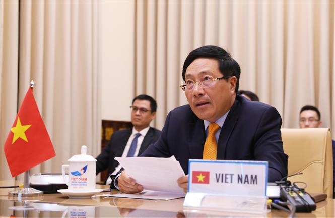 Phó Thủ tướng, Bộ trưởng Bộ Ngoại giao Phạm Bình Minh phát biểu tại Phiên họp (Ảnh: Lâm Khánh - TTXVN) 3428 images1560158 19